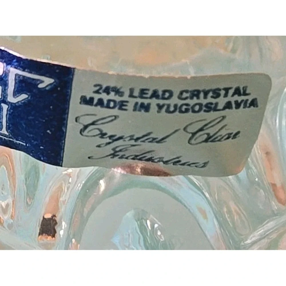 Vtg Crystal Clear Industries Candlestick Holder Yugoslavia 24% Lead Glass Flower